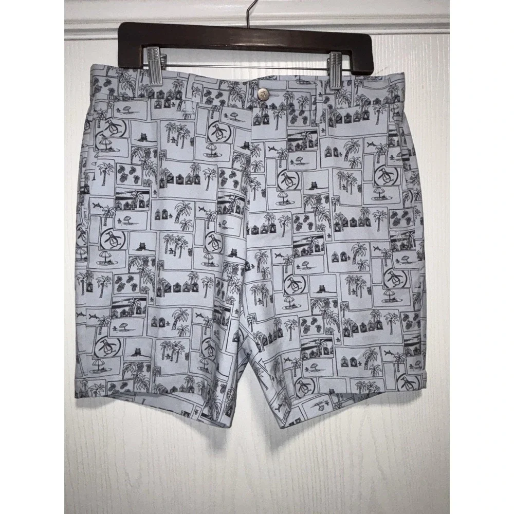 Original Penguin Mens Short Size 33 Heritage Beach Club Gray 8 Inch Inseam